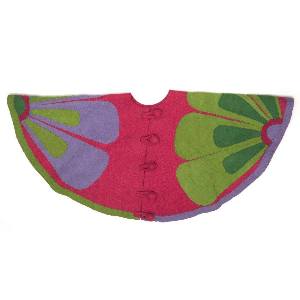 Handmade Christmas Tree Skirt in Felt - Flowers on Pink - 60