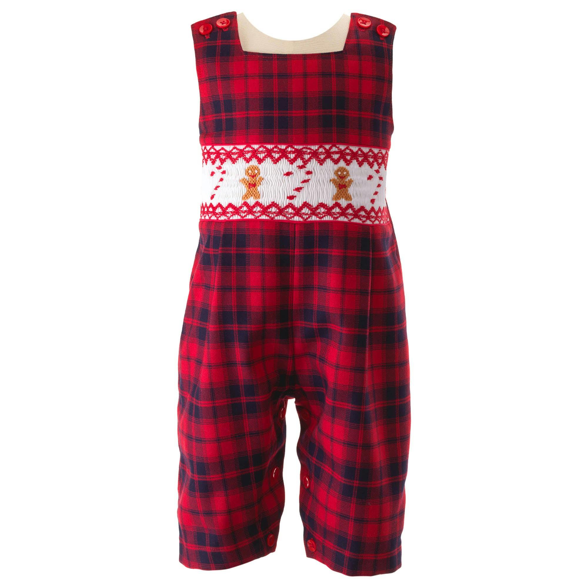Gingerbread Smocked Overalls