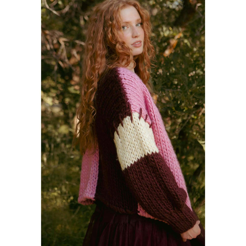 Marissa Sweater in Pink & Red