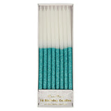 Blue Glitter Dipped Candles