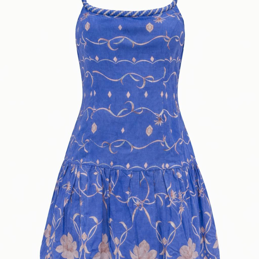 Maddie Sea Petal Blue Floral Mini Dress