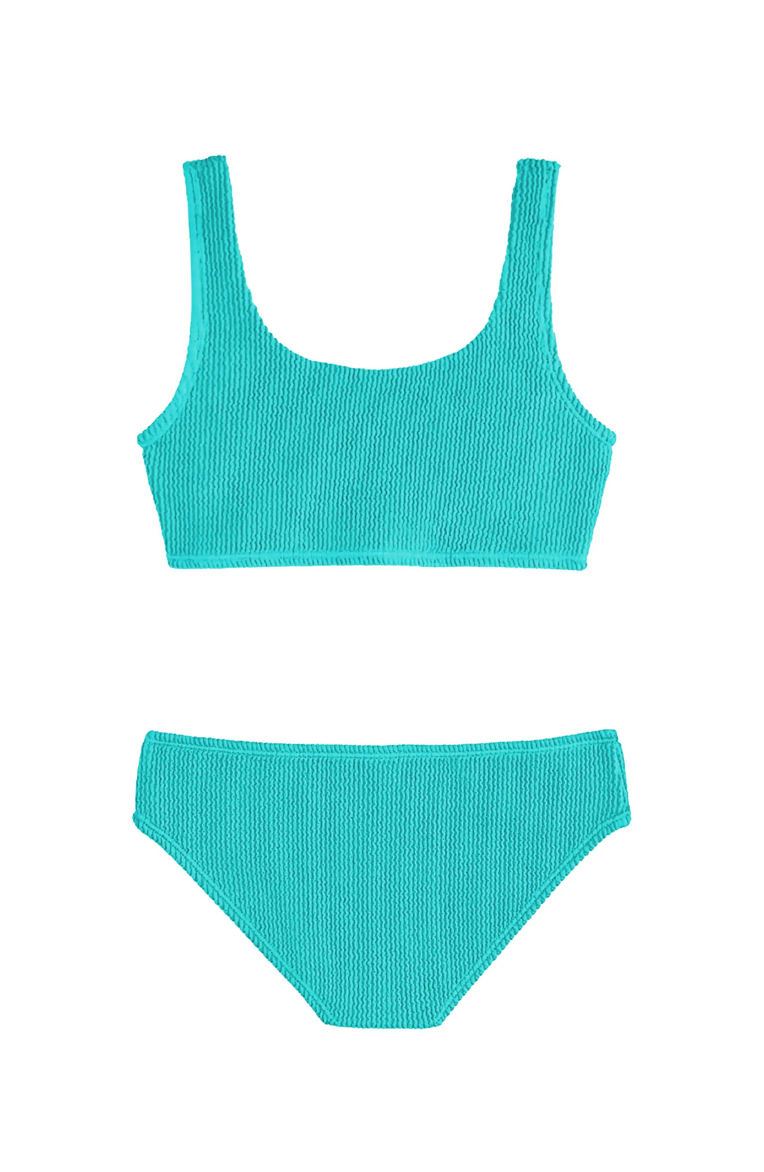 Fay Crinkle Tankini Two Piece Swimsuit - Turquoise