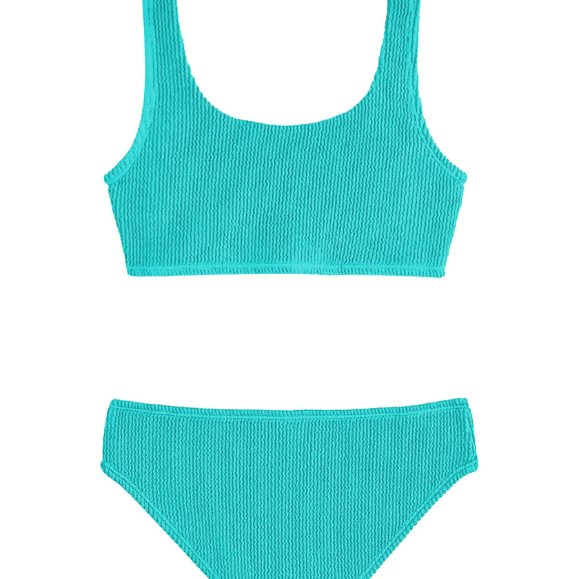 Fay Crinkle Tankini Two Piece Swimsuit - Turquoise