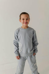 Boys Dario Graphic Sweatshirt in Blue Fog