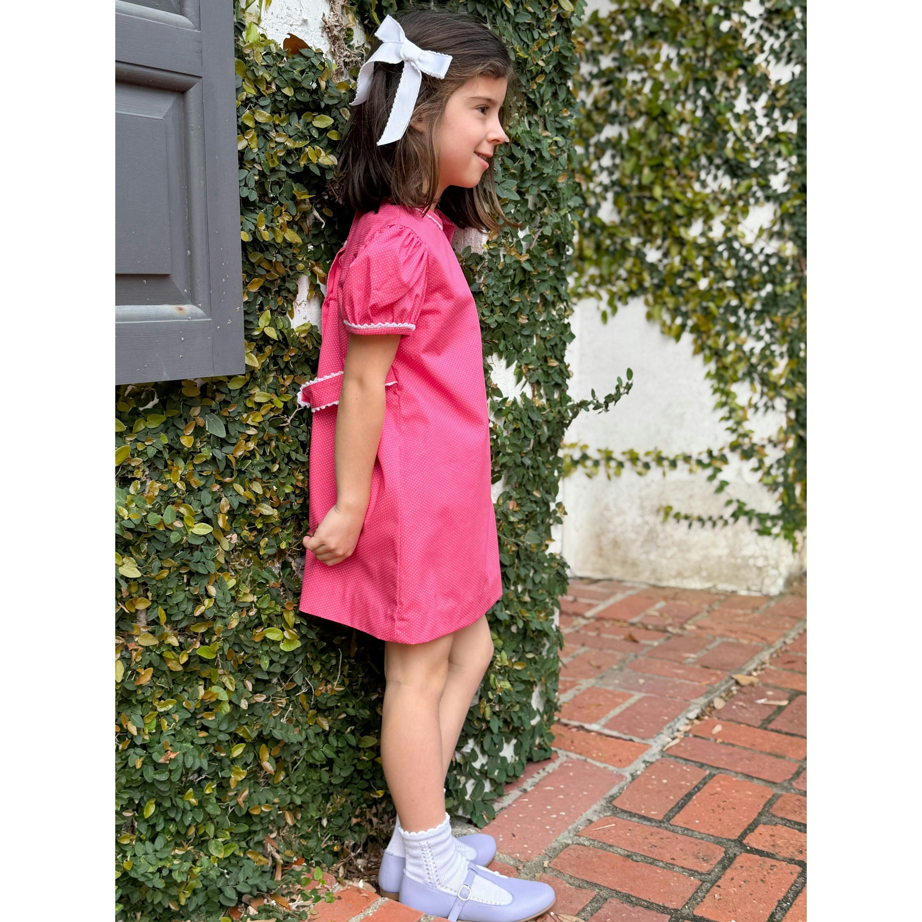 Lane Dress in Candy Pink Bitty Dot