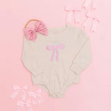 Coquette Bow Patch Long Sleeve Romper
