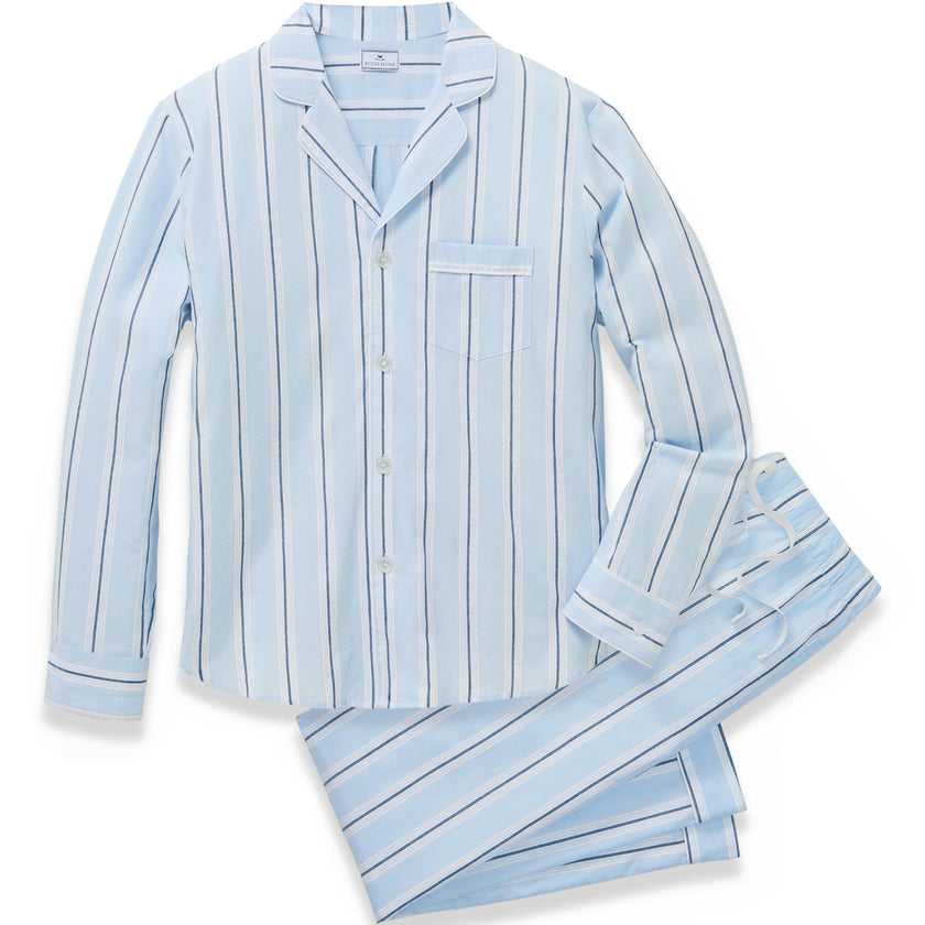 Men's Twill Pajama Set in Coastal Stripe