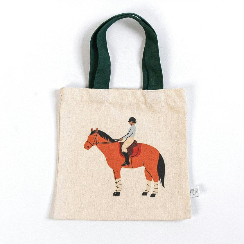 Equestrian Mini Tote Bag – Chestnut Horse & Rider | Kids Horse Lover Gift