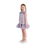 Purple Aurielle Beaded Bow Dress