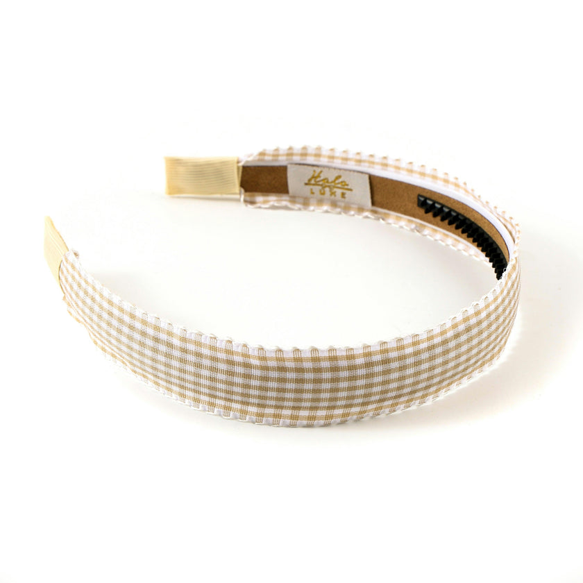 Halo Luxe Jocelyn Gingham Scalloped Headband - Taupe
