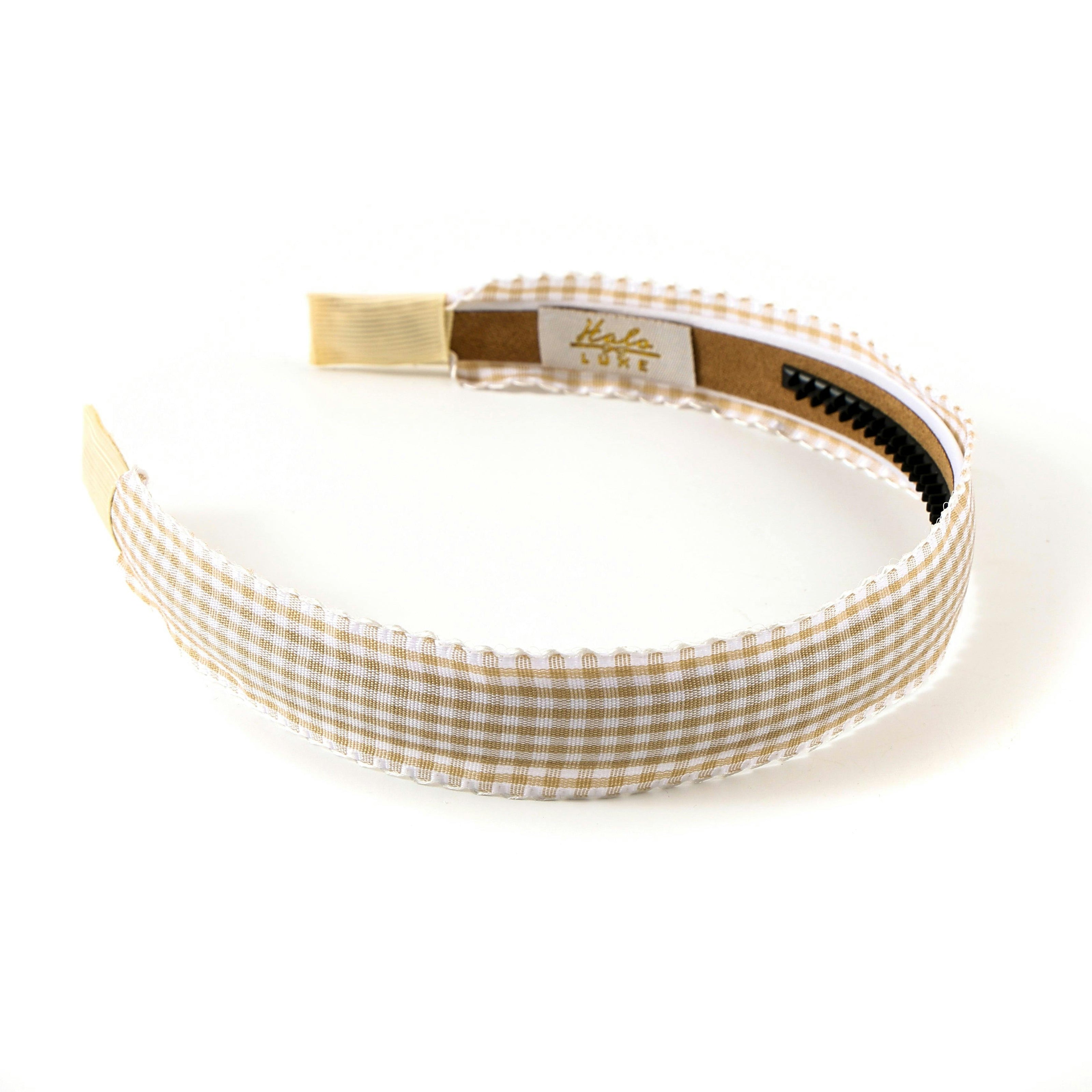 Halo Luxe Jocelyn Gingham Scalloped Headband - Taupe