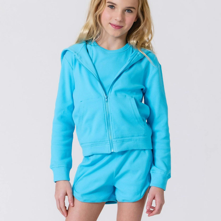 Girls Rib Shorts in Cloud Blue