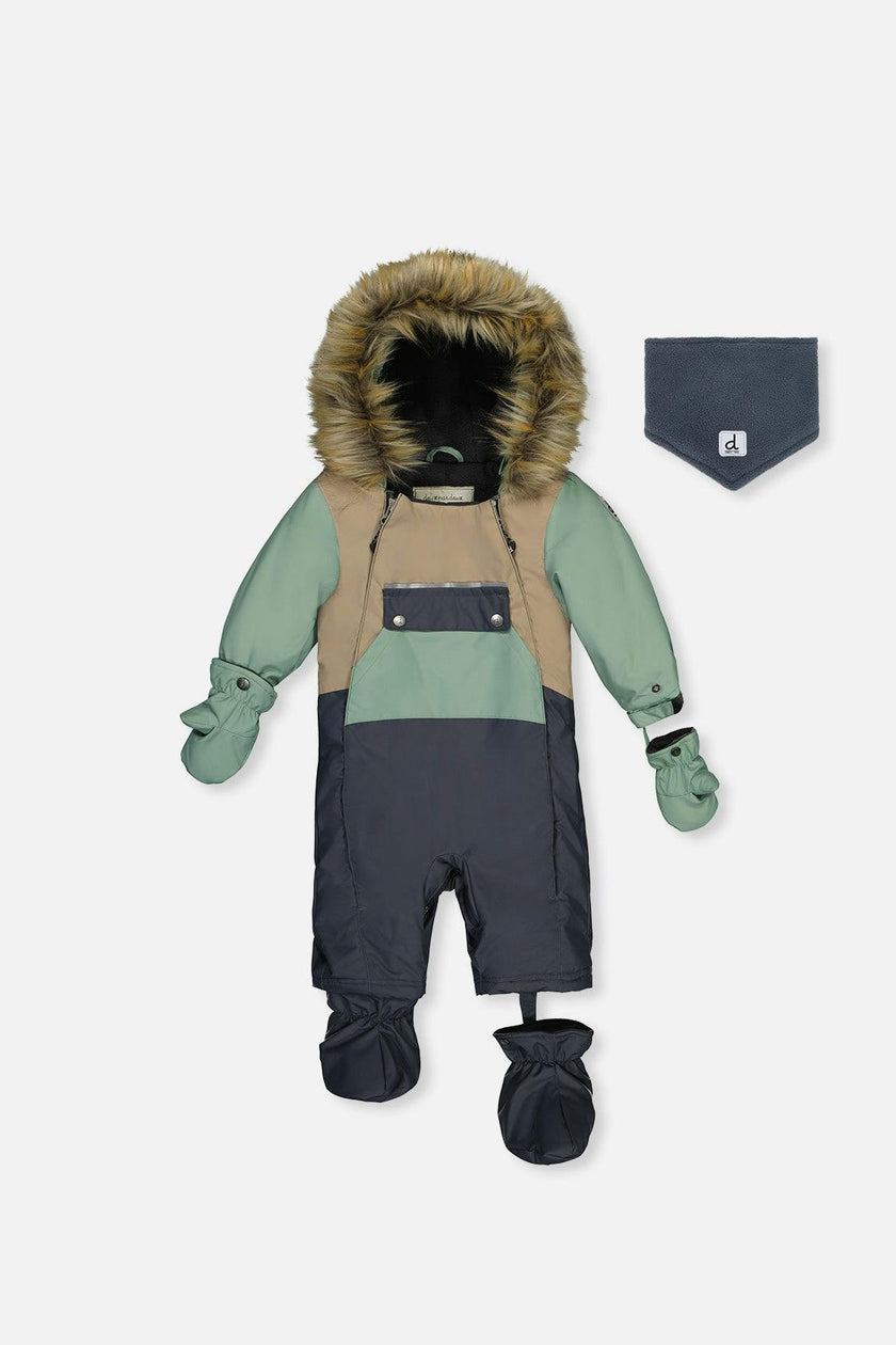 Baby One Piece Snowsuit Adapted For Car Seats Cool Dark Grey