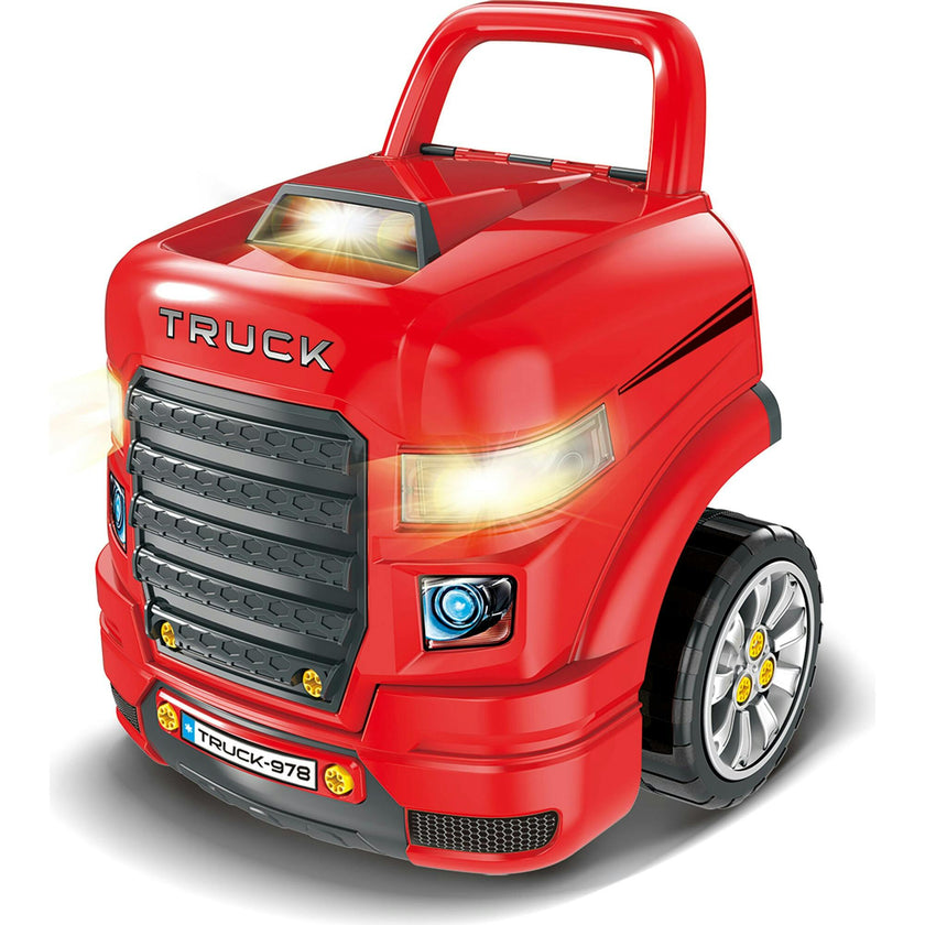 Truck Mechanic Engine Workshop (Red) - Cool Take Apart and Rebuild Engine with Remote Control Car Key