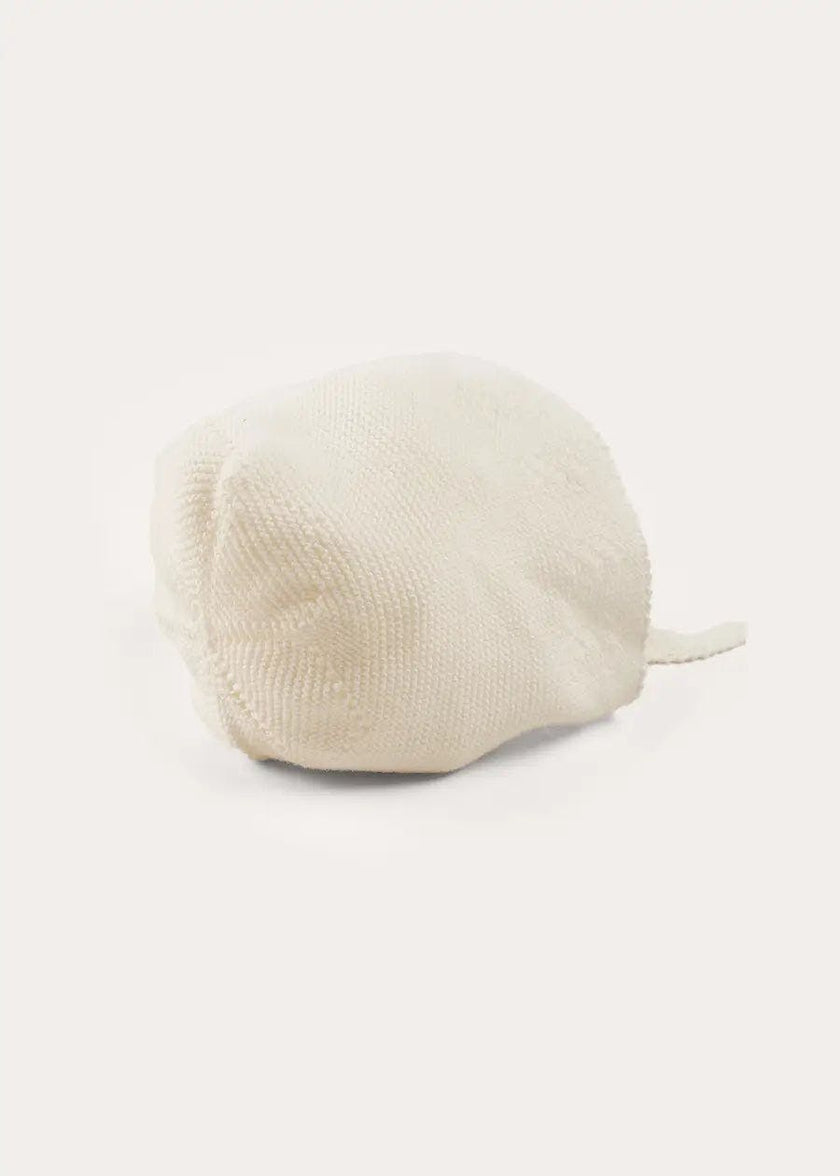 Openwork Cotton Knitted Bonnet in Cream (S-L)