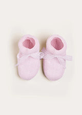Lace Detail Knitted Booties in Baby Pink (0-6mths)