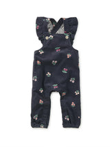 Corduroy Ruffle Baby Overalls, Midnight Posy