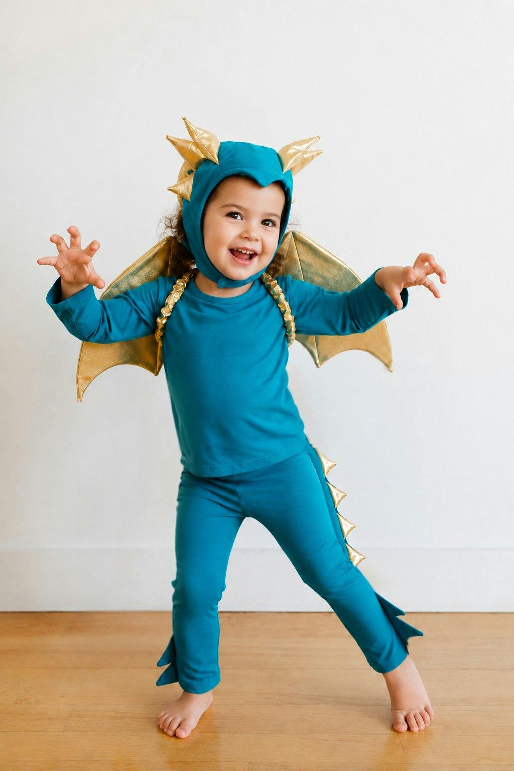 Jade Blue and Gold Dragon Costume