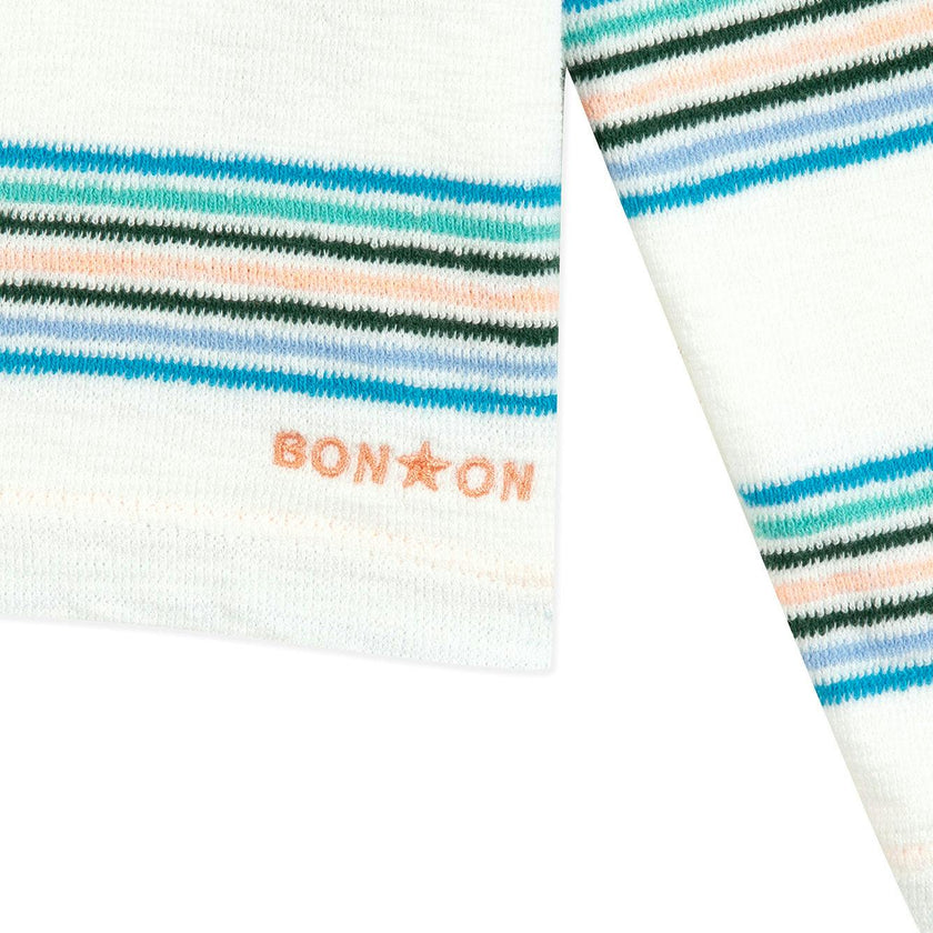 BONTON Rainbow Stripe T-Shirt - Ecru Bonton