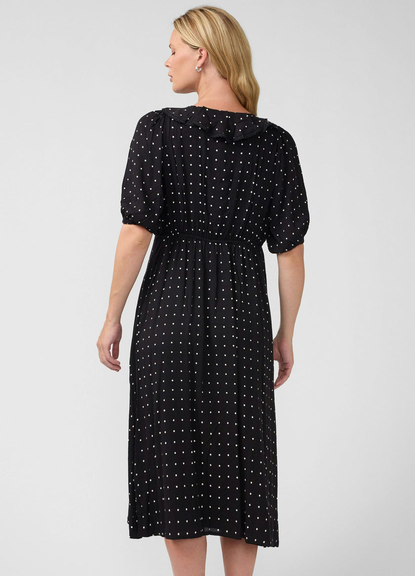 Ruffle V-Neck Maternity Midi Dress