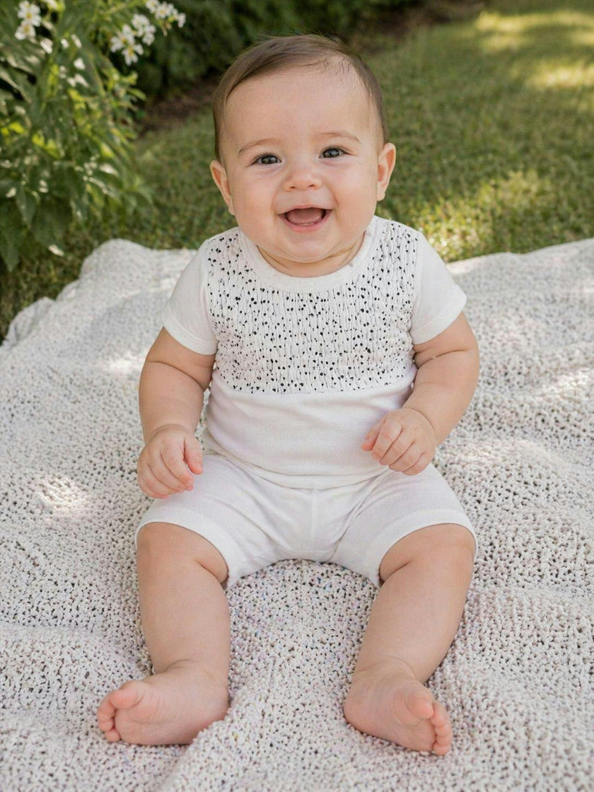 Boys Speckled Smocked Top & Short Set