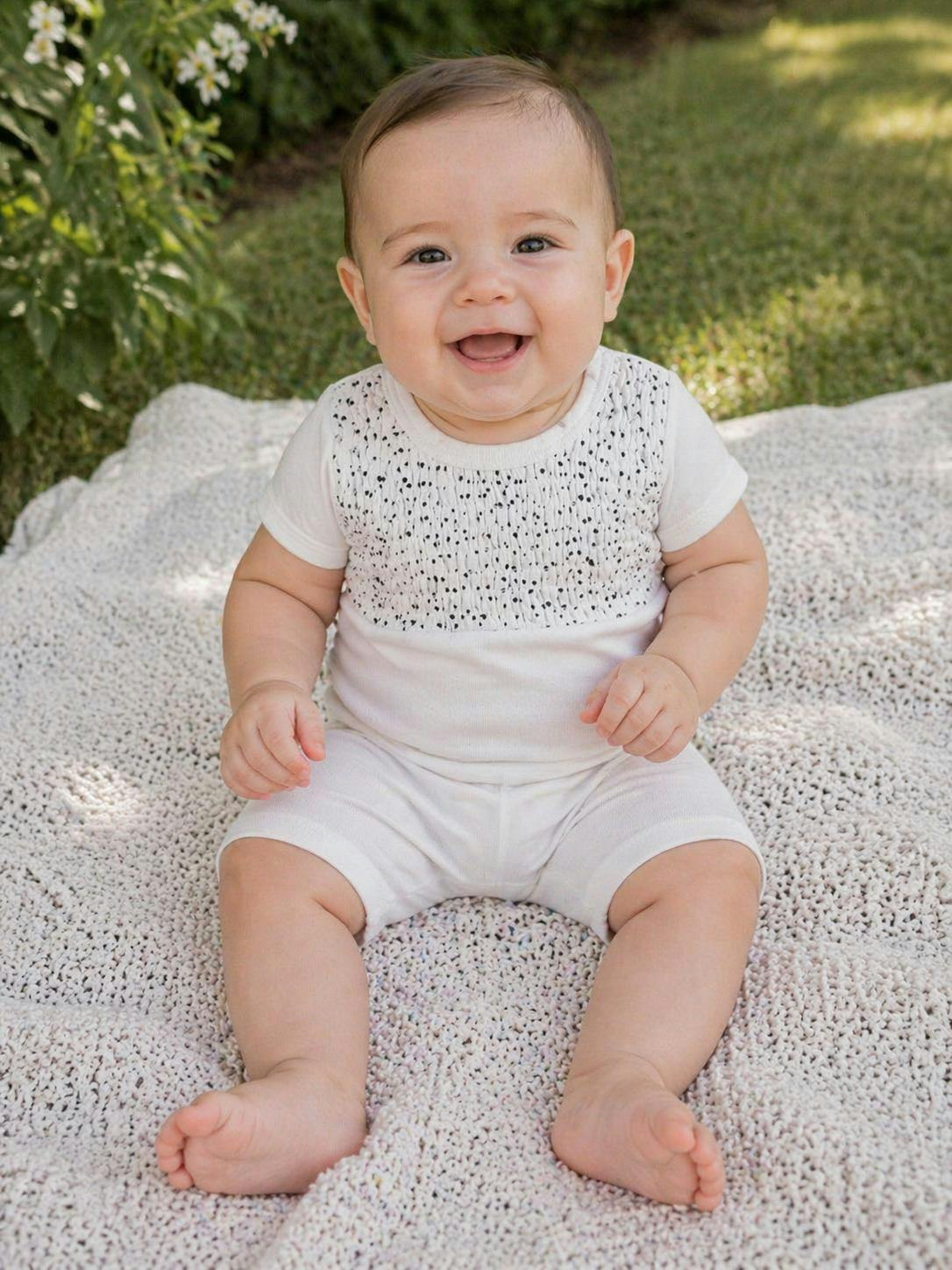 Boys Speckled Smocked Top & Short Set
