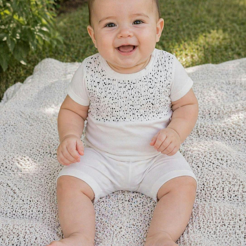 Boys Speckled Smocked Top & Short Set