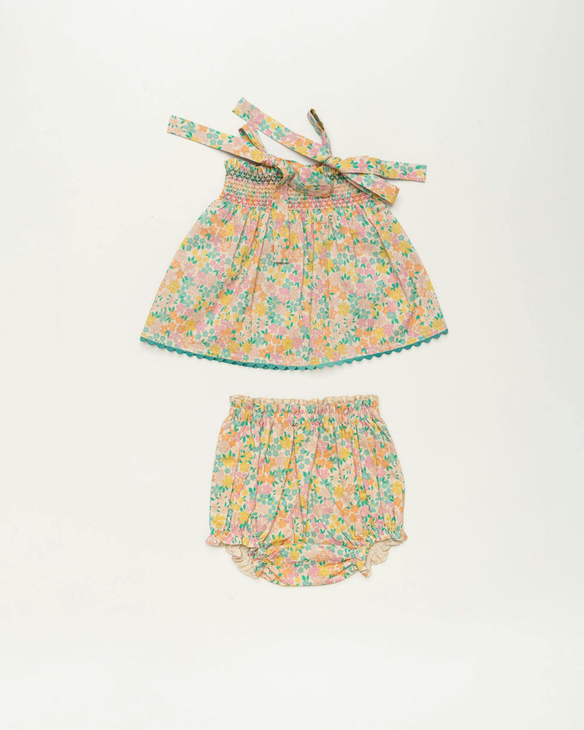 Didi Baby Smock Top & Bloomer Set - Emma floral mint