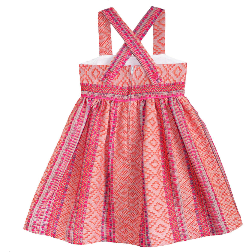 Woven Textile Dress, Orange