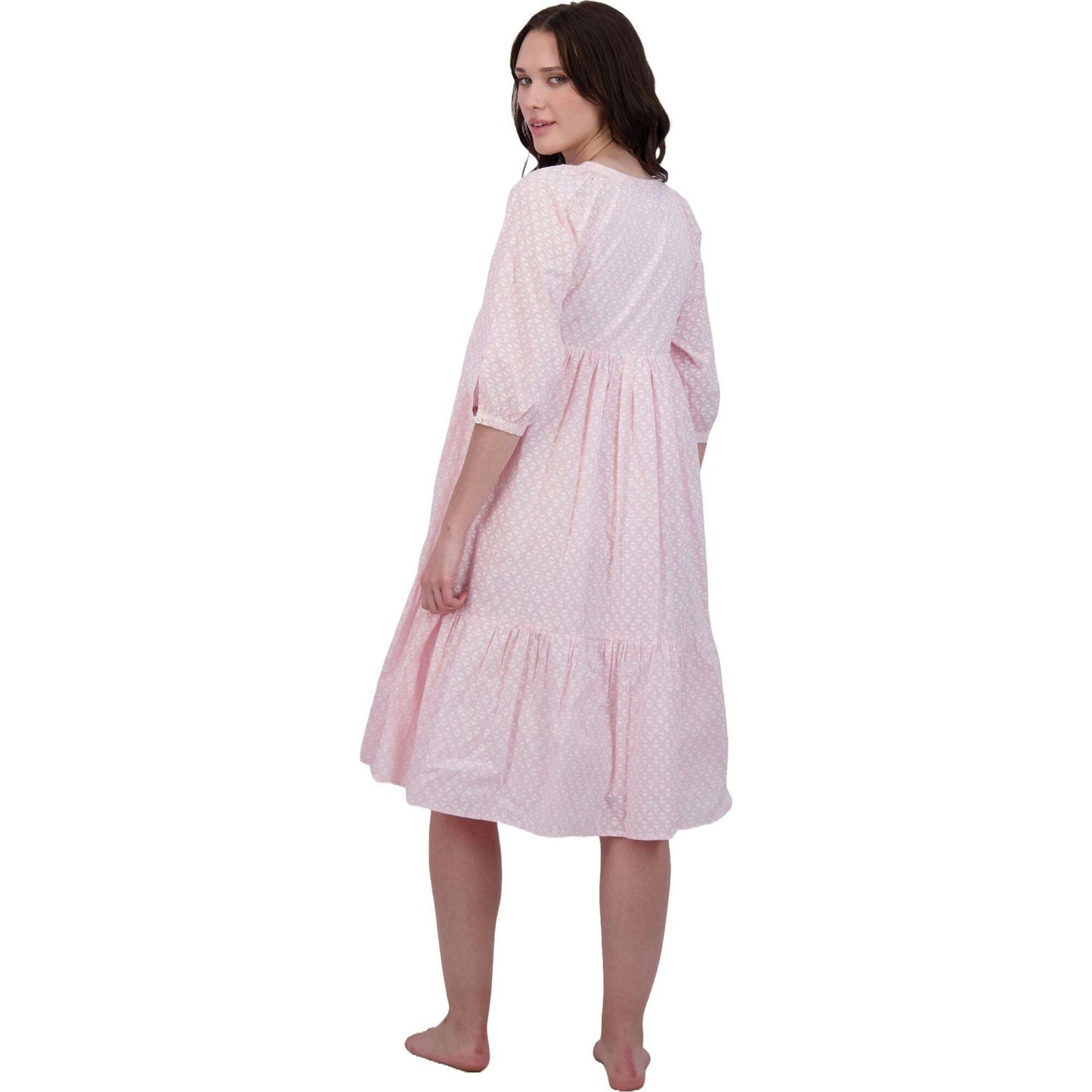 Martine Women's Popover Dress Rose Stripe, Pink
