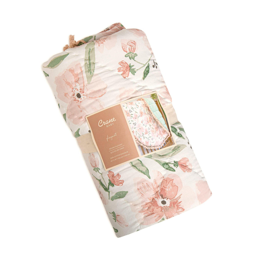 Parker Pink Floral Cotton Quilted Baby Play Mat