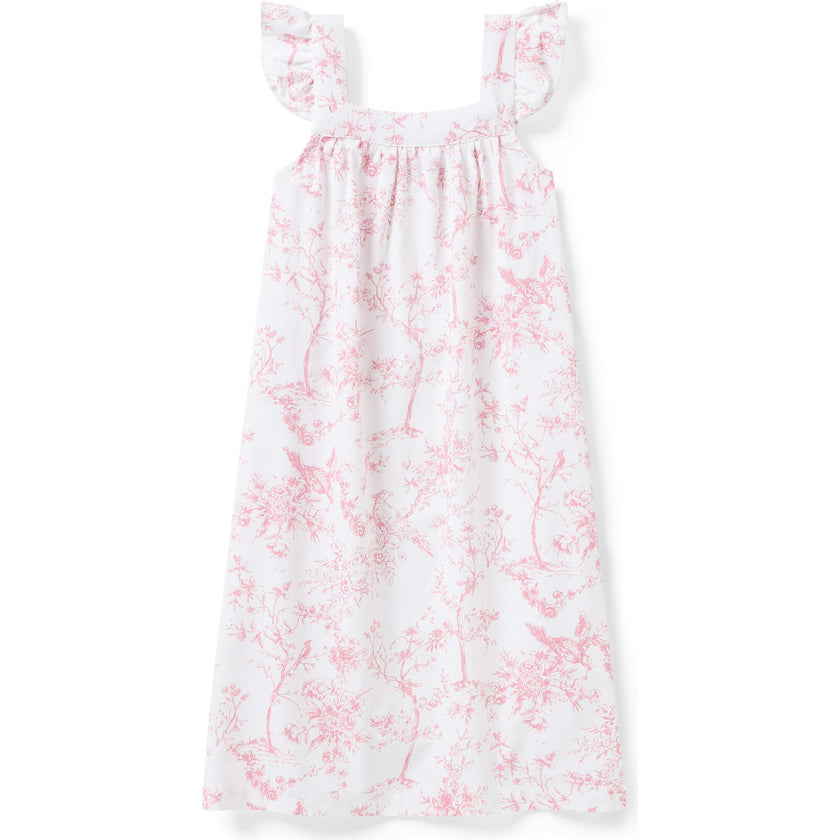 Girl's Twill Clara Nightgown in Pink Timeless Toile