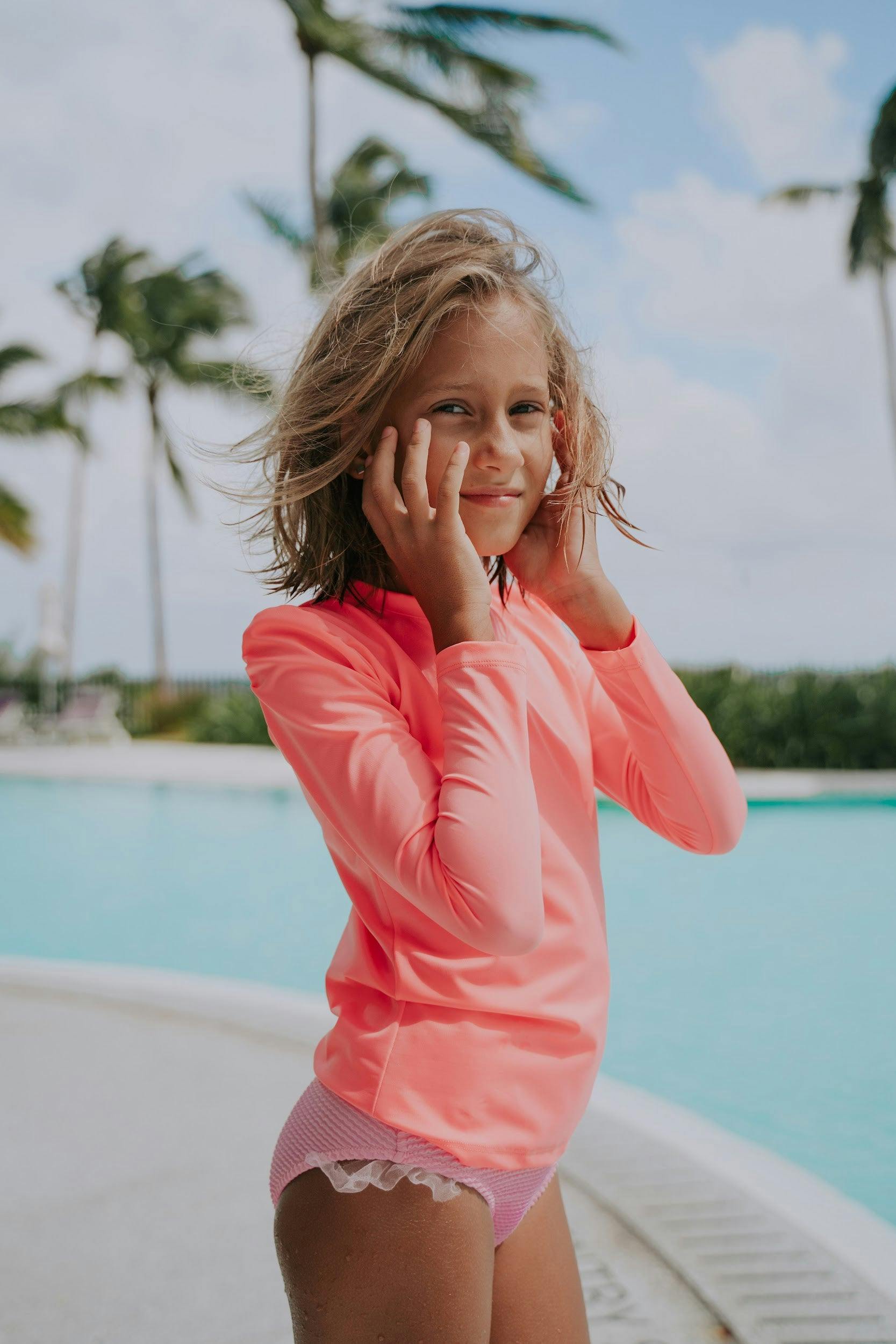 Girls RASH GUARD SHIRT NEW ORIGAMI PINK