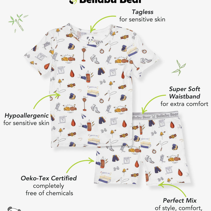 Boxing Bamboo Kids Pajama Short Set