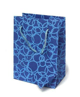 Set of Six Recycled Cotton Gift Bags Tag Blue Circles Design