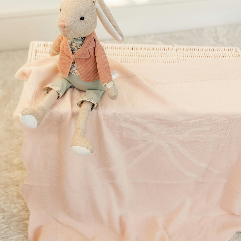 Bow Print Blanket Blue Mist