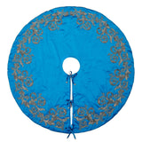 Hand Beaded Imperial Blue Silk Christmas Tree Skirt Blue 60" / 72" Arcadia Home