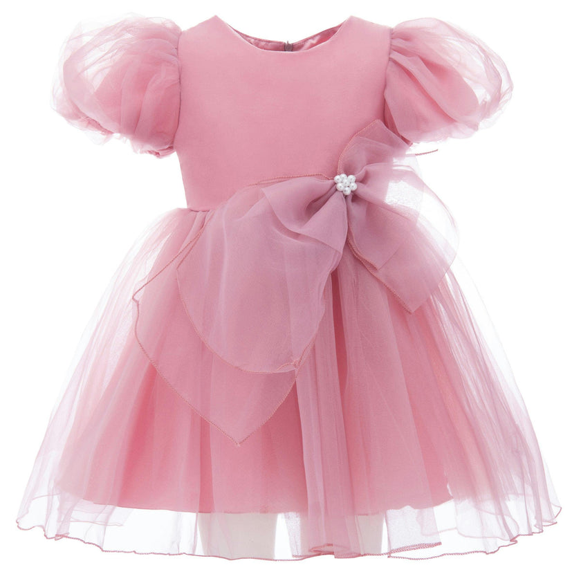 Pink Raspberry Bow Organza Dress