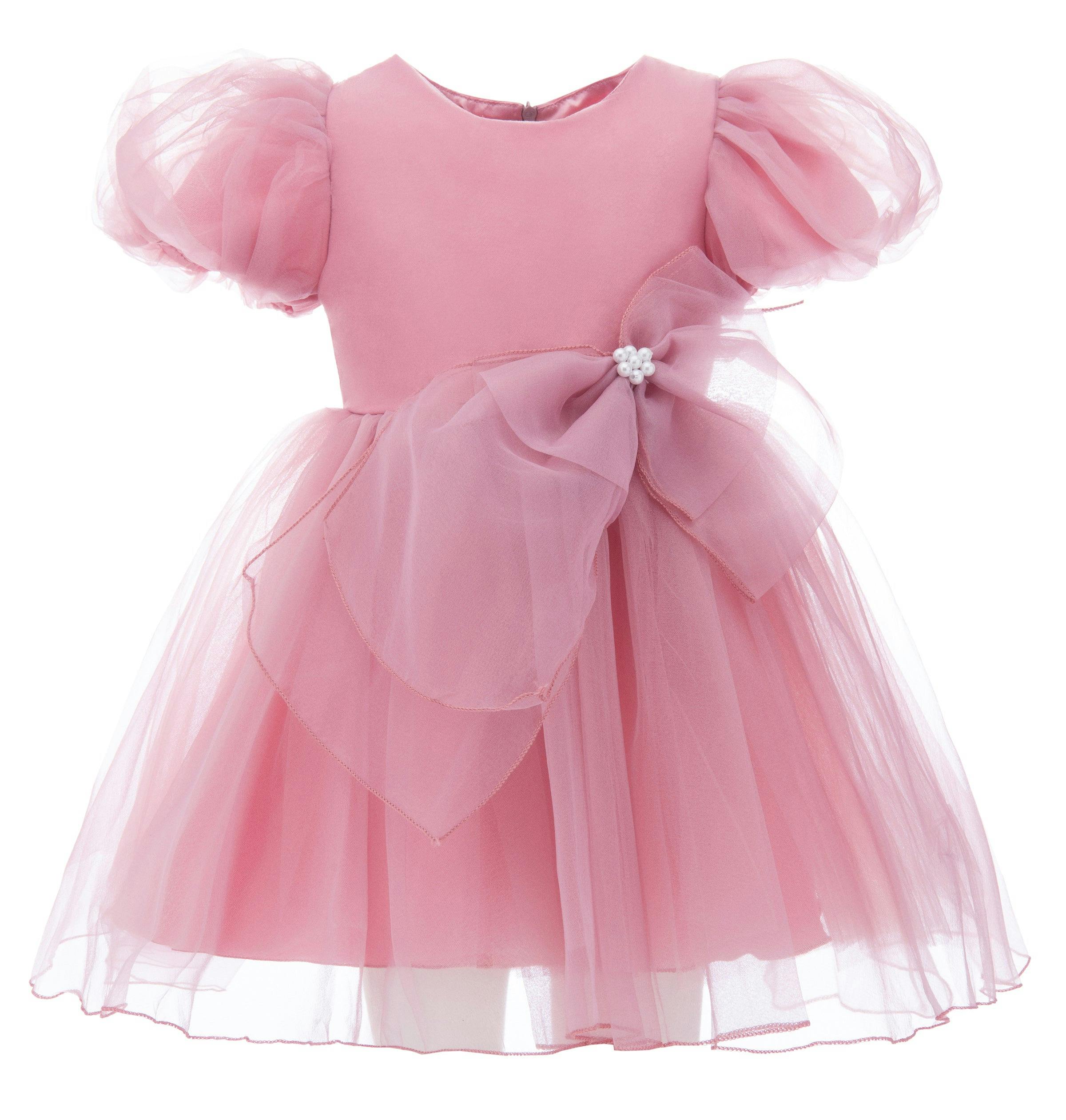 Pink Raspberry Bow Organza Dress