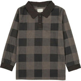 Corduroy Plaid Panel Long Sleeve Polo Shirt