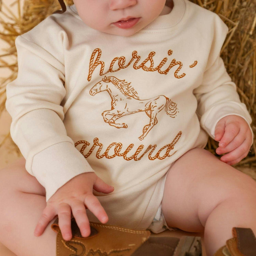 Horsin' Around Western Long Sleeve Romper