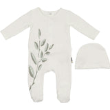 Blooming Leaves Footie and Beanie Set