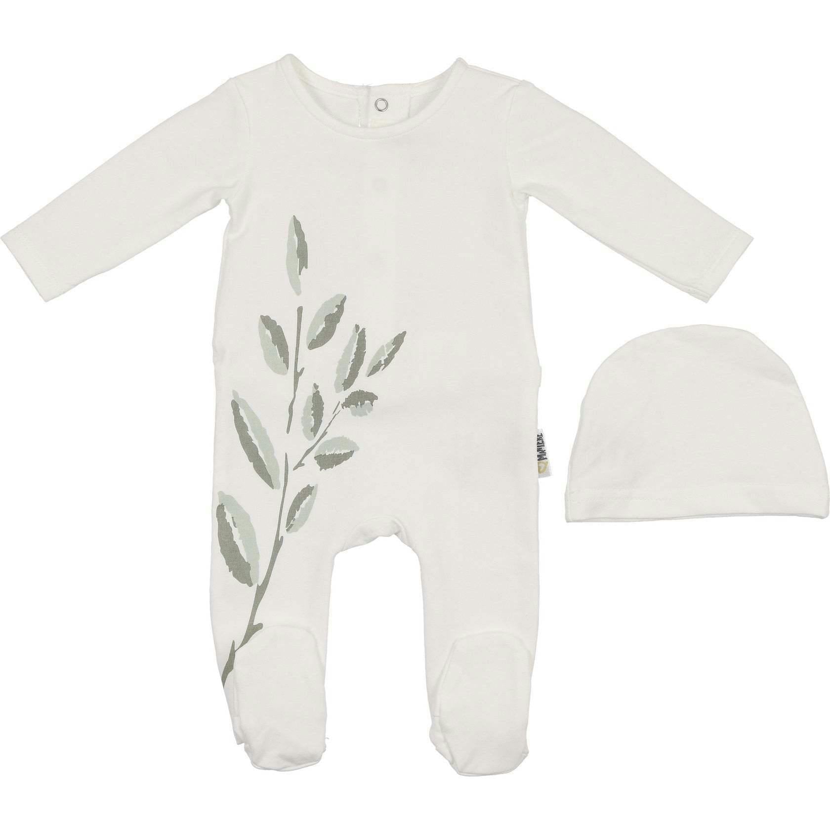 Blooming Leaves Footie and Beanie Set