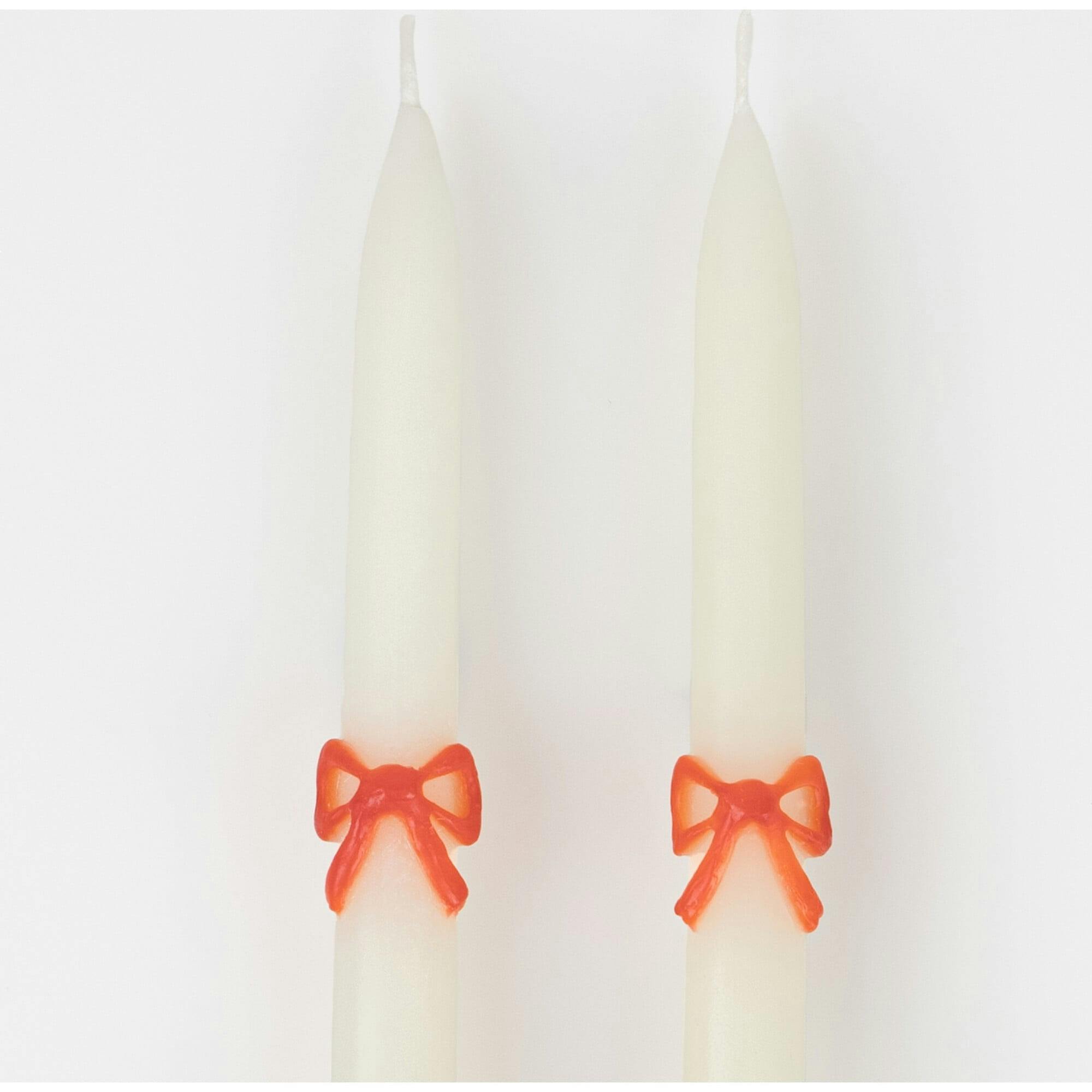 Multi Color Bow Taper Candles