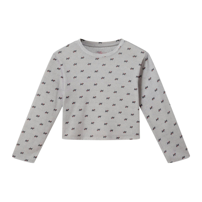 Tween (7-16) Girls Pointelle Pajama Set | Tiny Bows - Grey