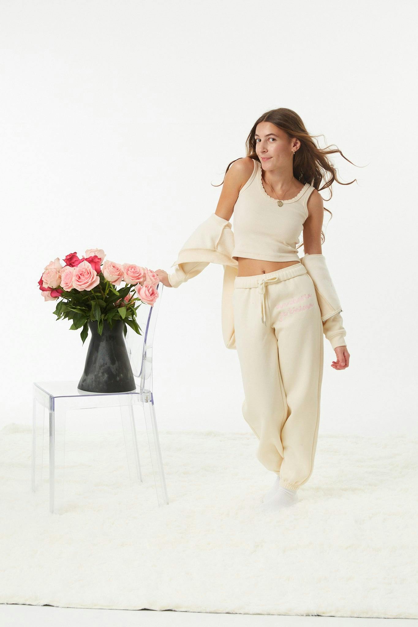 Mia Winter White French Terry Zip up Hoodie - Ma Cherie
