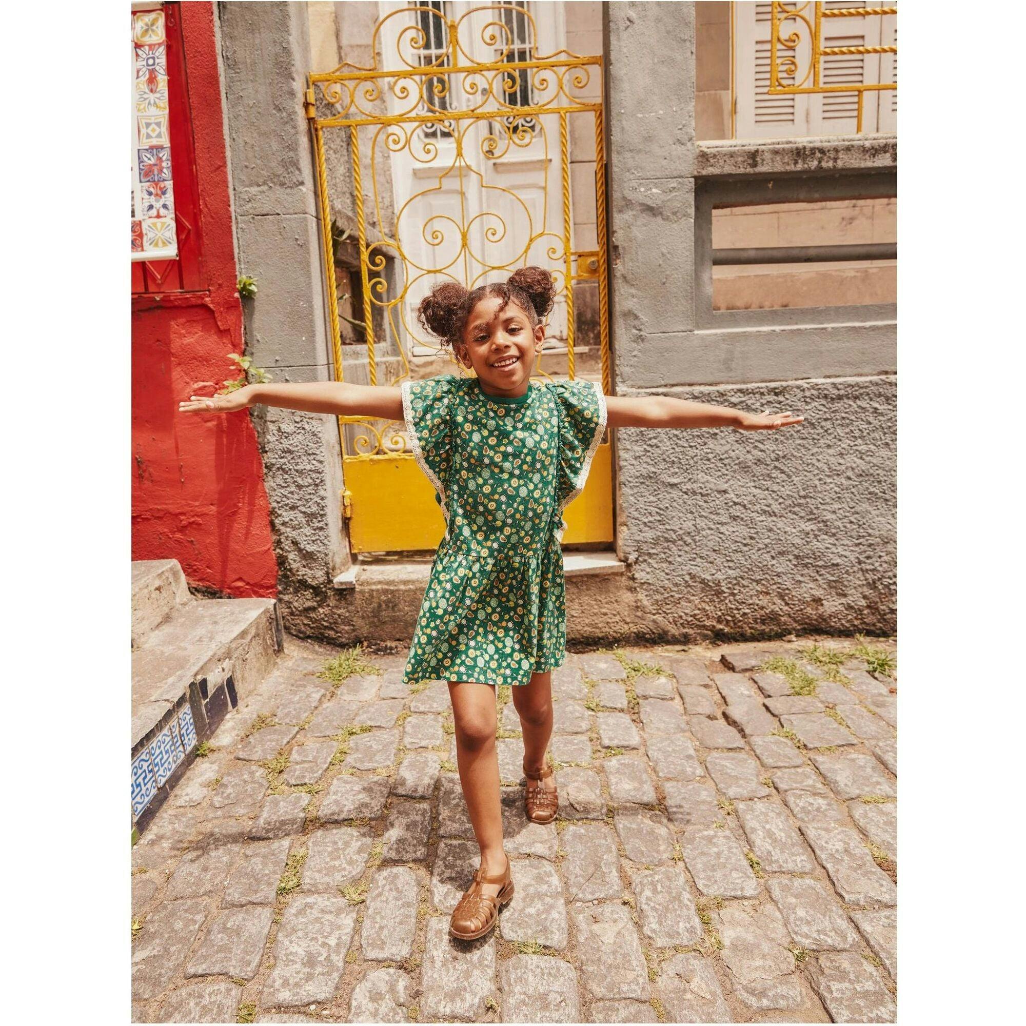 Crochet Trim Ruffle Dress 2.0, Green