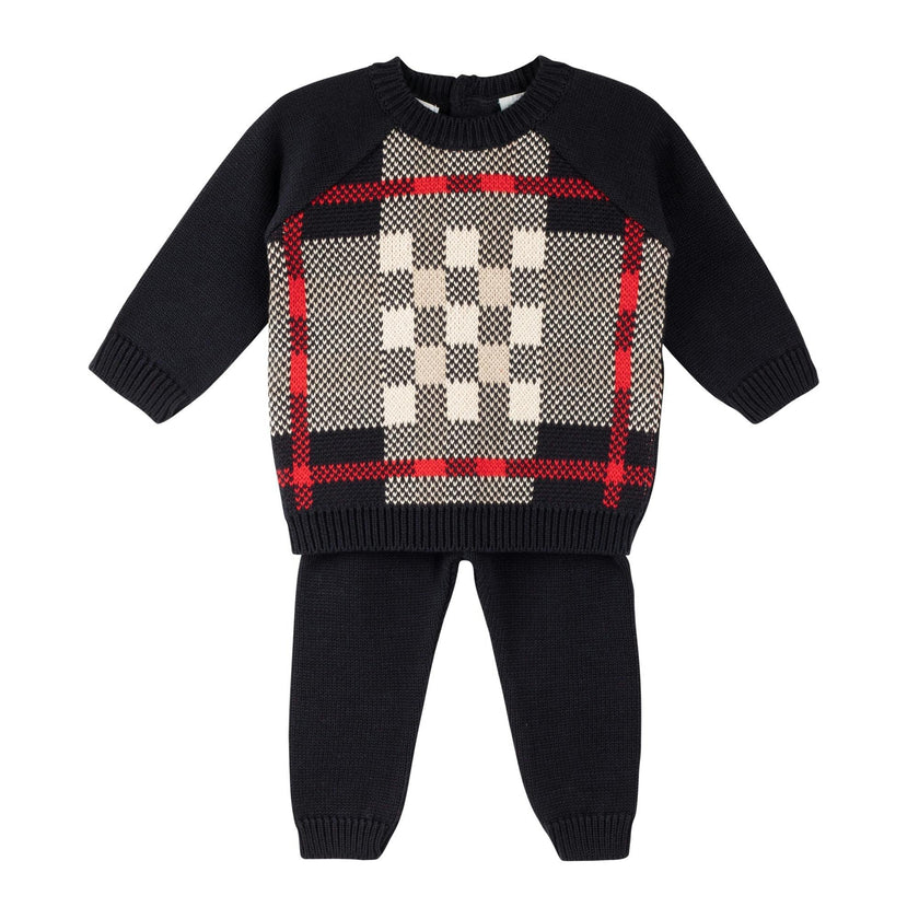 Navy Plaid Sweater Set Navy