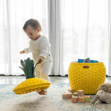 Handcrafted - Pineapple Storage Basket Yellow (Medium) - Rattan Wicker