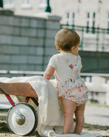 Organic Cotton Jersey Onesie And Muslin Overall Set White And Pink Printed Berries